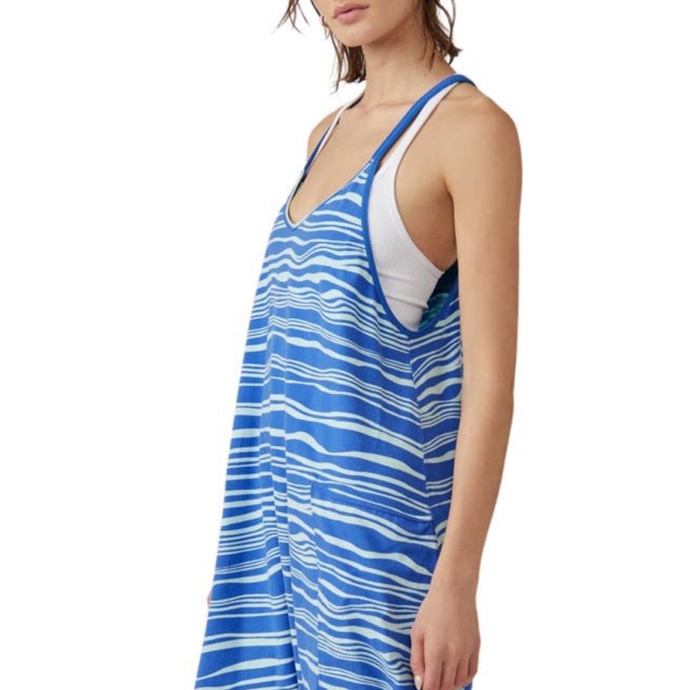 ❤️ Free People FP Movement Hot Shot Onesie Jumpsuit Blue Wave Combo Size XS NWT - Picture 3 of 16